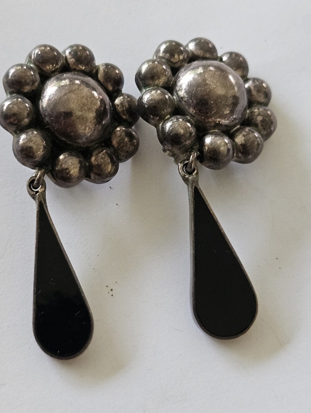 Vintage 925 Silver Clip On Earrings, Flower Silver Earrings